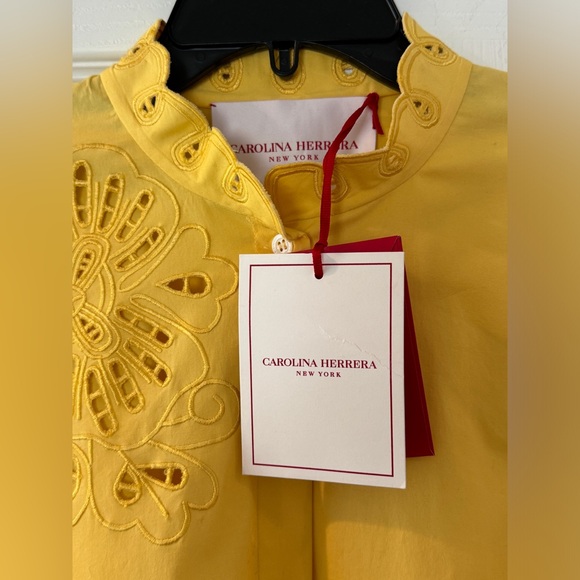 Carolina Herrera Eyelet Embroidered Midi Shirt dress NWT sz 8 - Picture 9 of 13